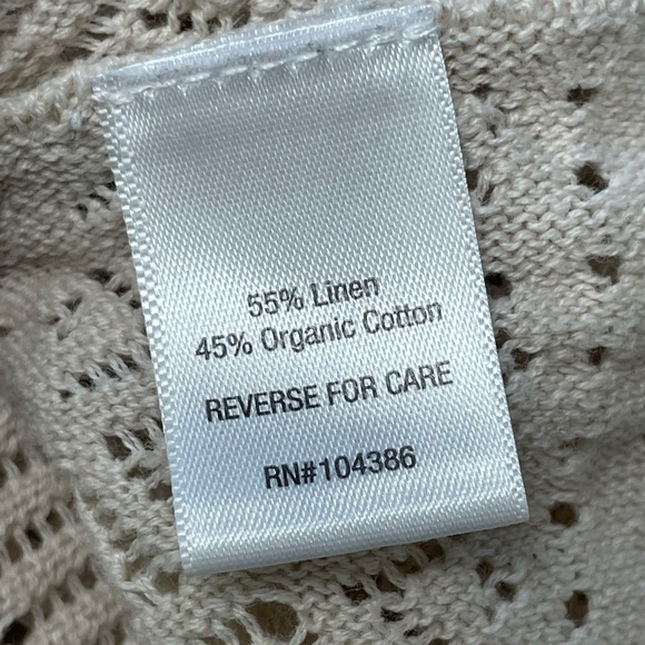 Garnet Hill Open Knit See through Top Tan Linen Organic Cotton Blend Medium - Picture 6 of 8